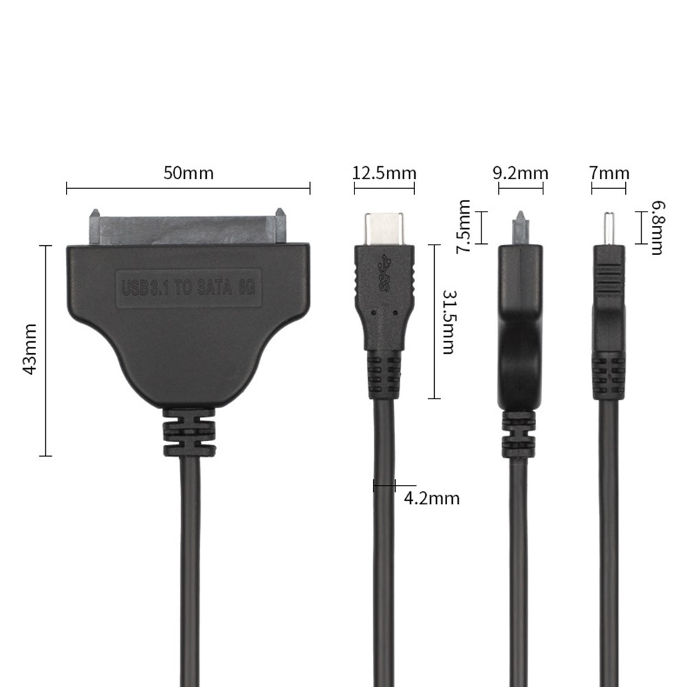 USB C SATA 22pin SSD / HDD Festplatten Adapter Kabel 6GB/s (2.5