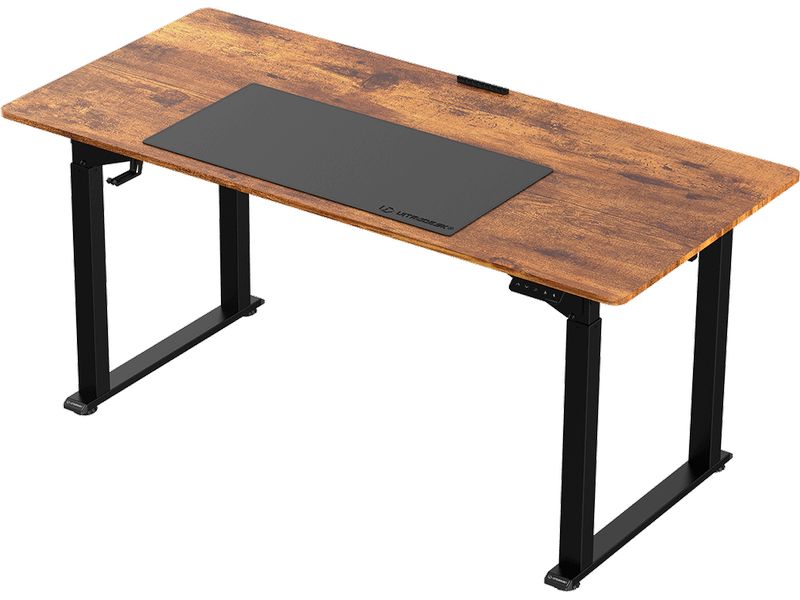 Ultradesk Gaming Tisch Uplift Braun/Schwarz Robuster Gaming-Tisch mit elektrischer und stufenloser Höhenverstellung