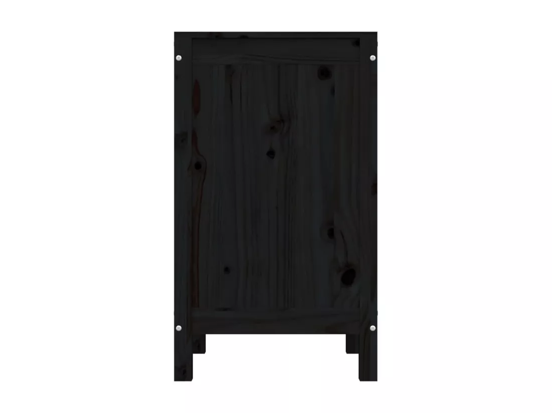 Boîte à linge Noir 44x44x76 Bois massif de pin