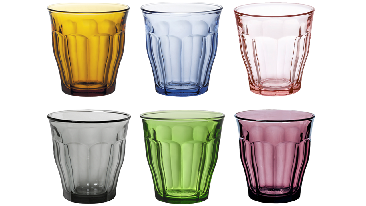 Picardie - Verre 25cl x6 - Panaché de 6 couleurs - Prune, Gris, Bleu Marine, Vermeil, Rose, Vert