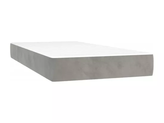 Sommier tapissier et matelas et LED Gris clair 90x190cm Velours