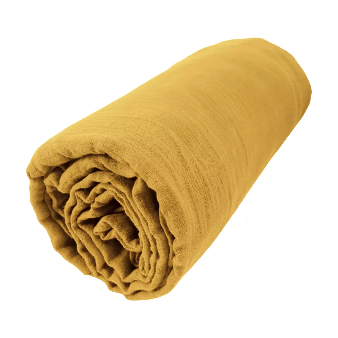 Drap housse gaze de coton (180 x 200 cm) Gaïa Jaune safran