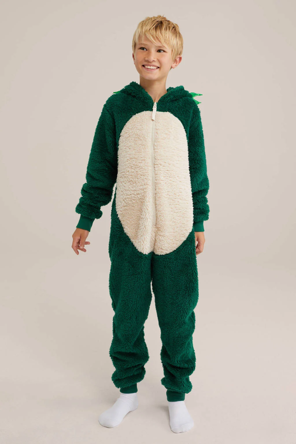 WE Fashion Onesie draak donkergroen/ecru