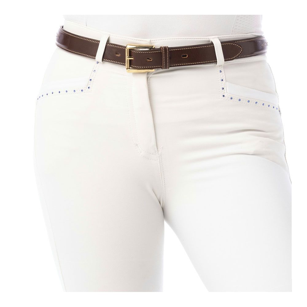 Equitheme SAFIR - Pantalon siliconé Femme blanc/bleu
