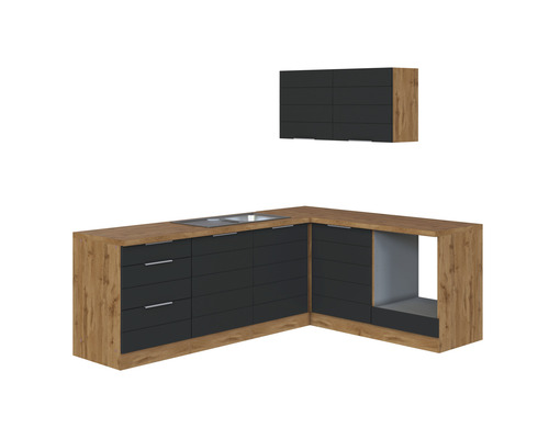 Held Furniture hoekkeuken zonder apparatuur Florence 240 cm grijs mat gedemonteerd omkeerbaar model 1112.6293