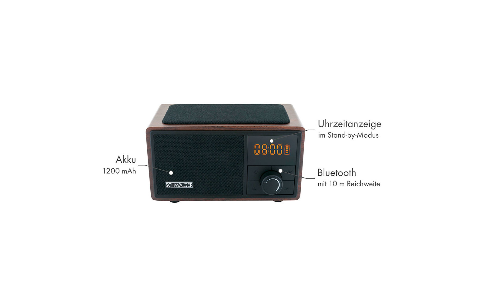 Schwaiger UKW Radiowecker inkl. Bluetooth und QI Ladestation