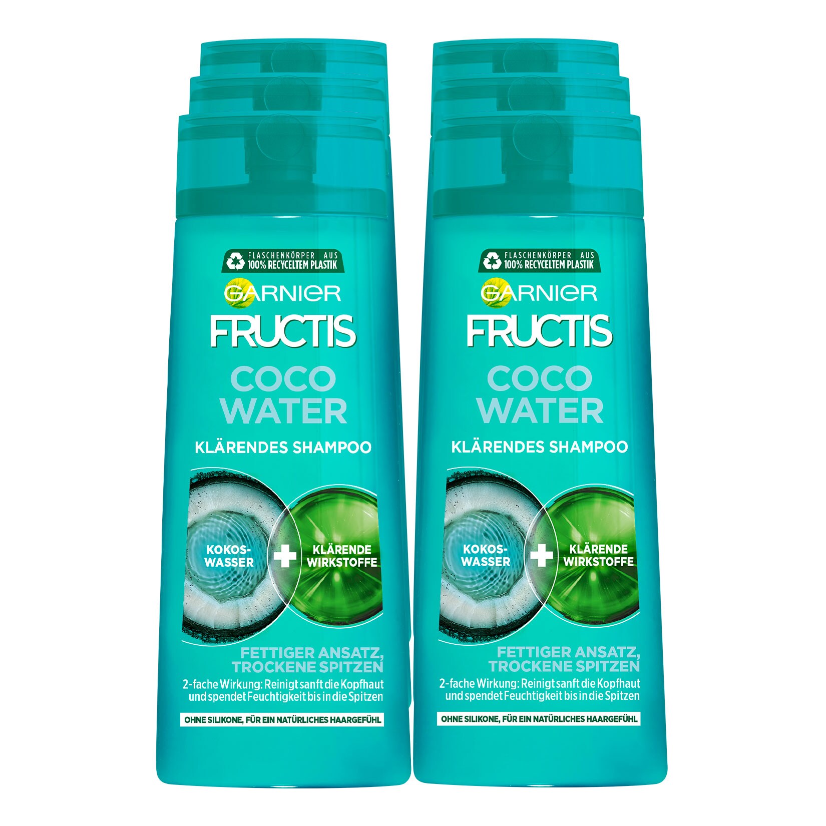 Garnier Fructis Shampoo FATS Coco Water 250 ml, 6er Pack