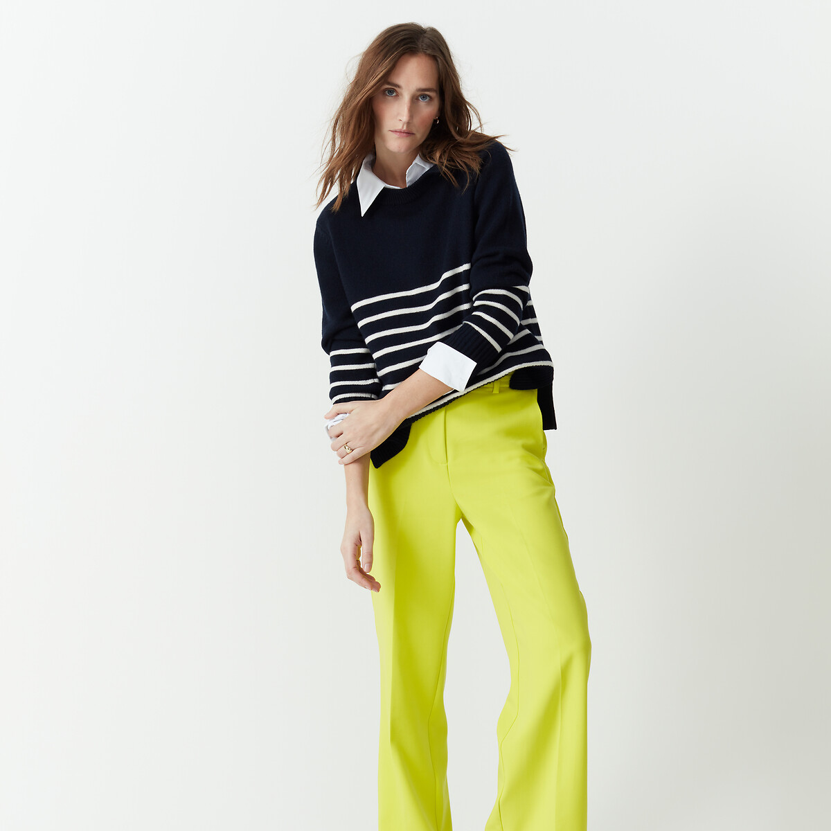 COLEÇÕES LA REDOUTE<br>Calças largas em poliviscose