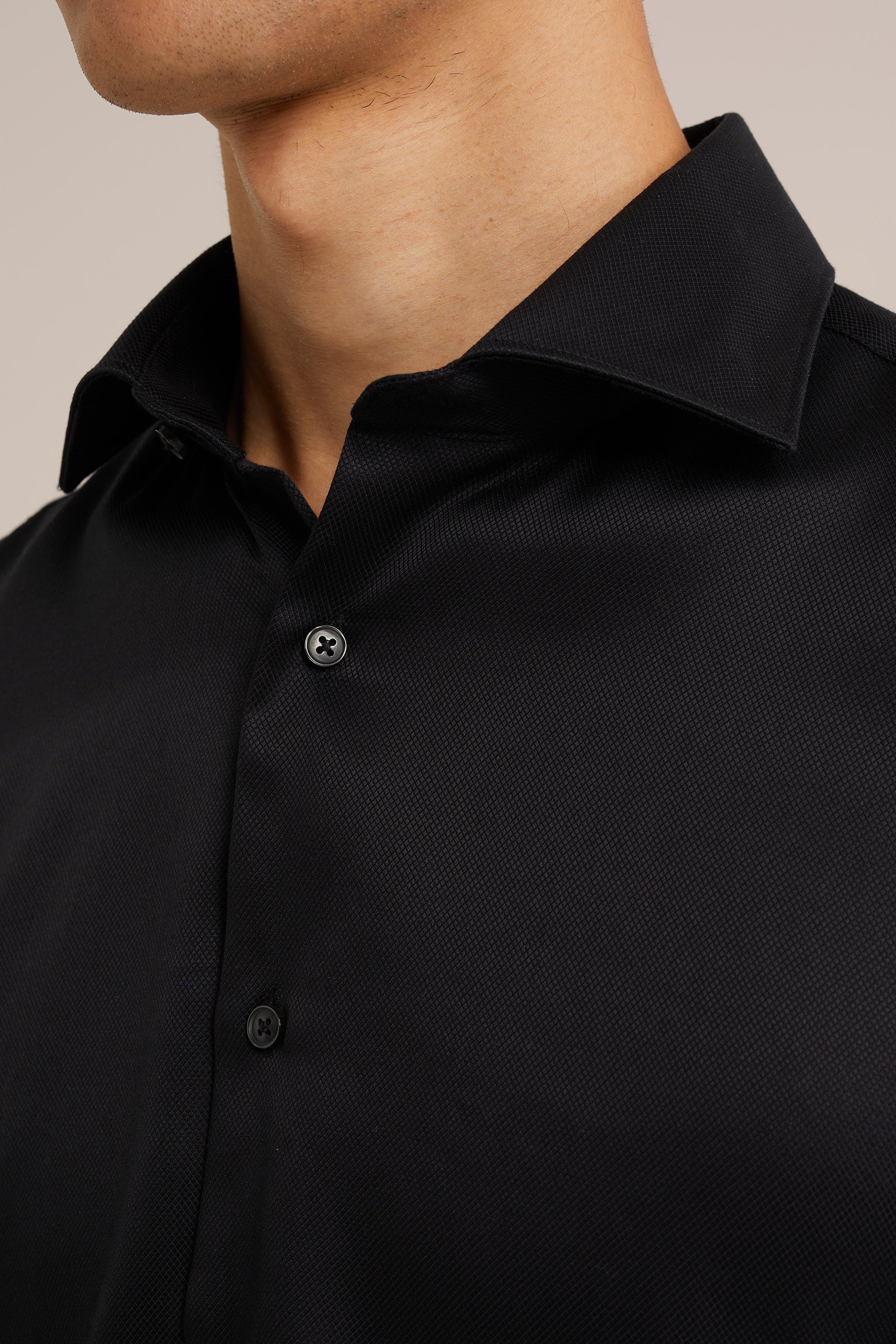 slim fit overhemd met structuur WE Fashion Zwart