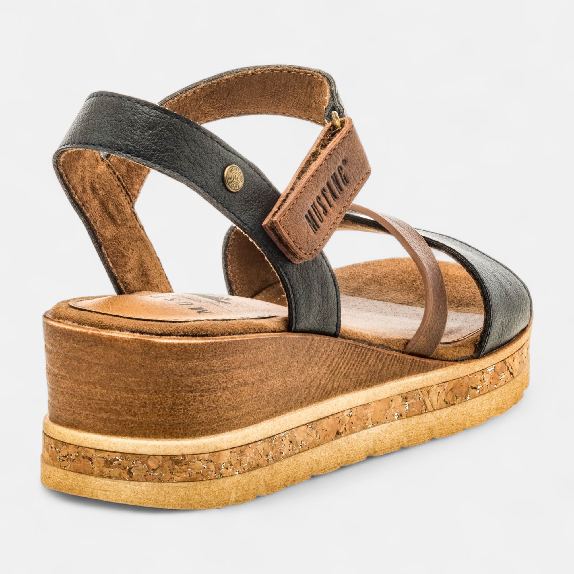 Nu-pieds à talon compensé Femme bleu marine