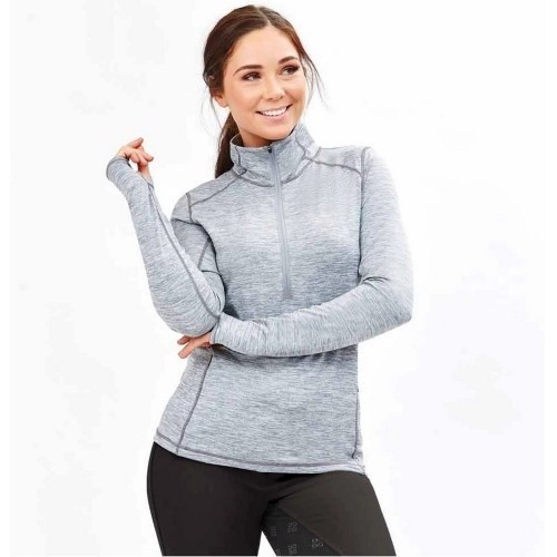 Blusa feminina violeta de manga comprida com meio zíper na cor