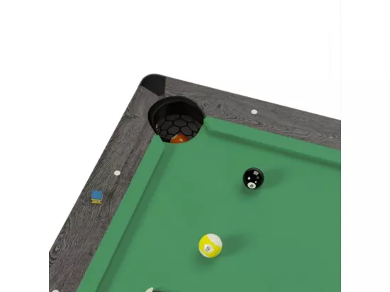 Billard Américain convertible table 8places KITBILL 7Ft - 226,5 x 126,5 x 80 cm Plateau dînatoire et accessoires inclus - Gris