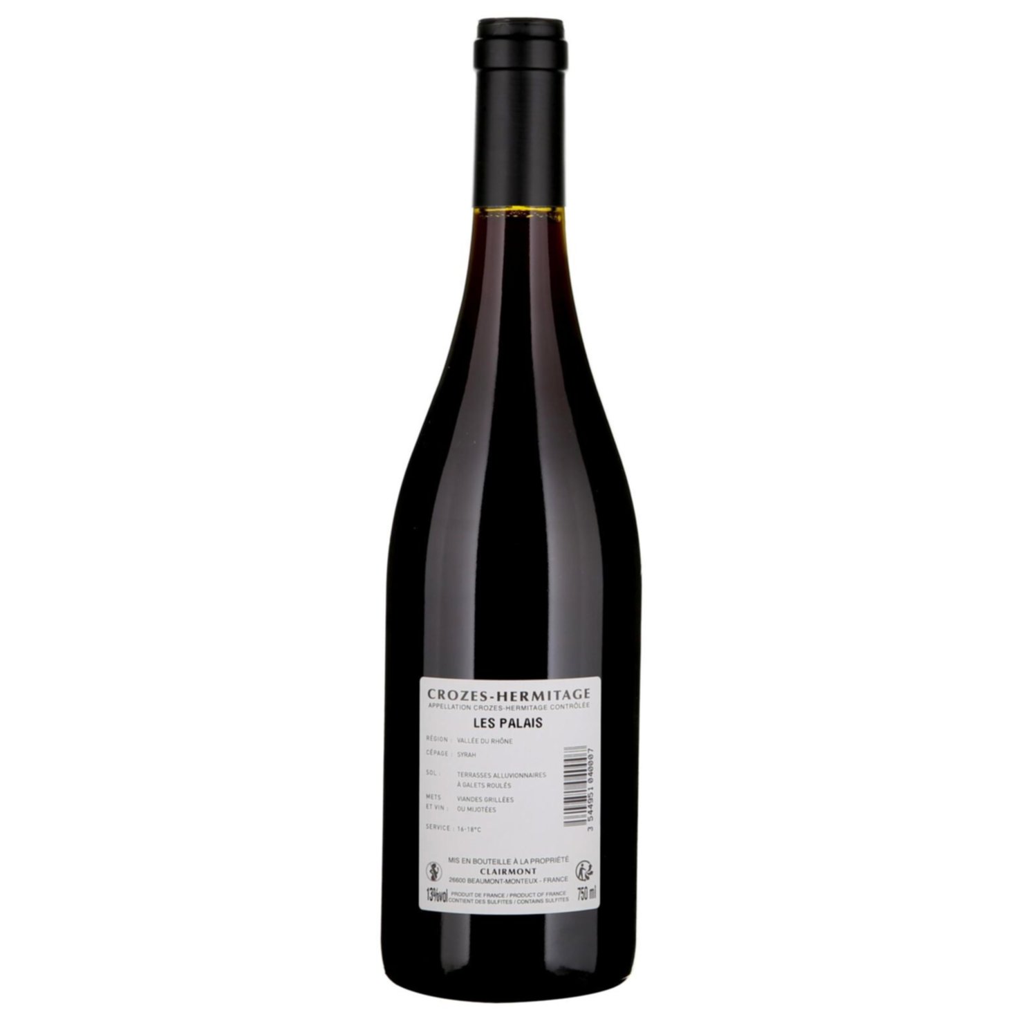 Côtes du Rhône AOP Syrah Crozes-Hermitage Les Palais Clairmont -75cl