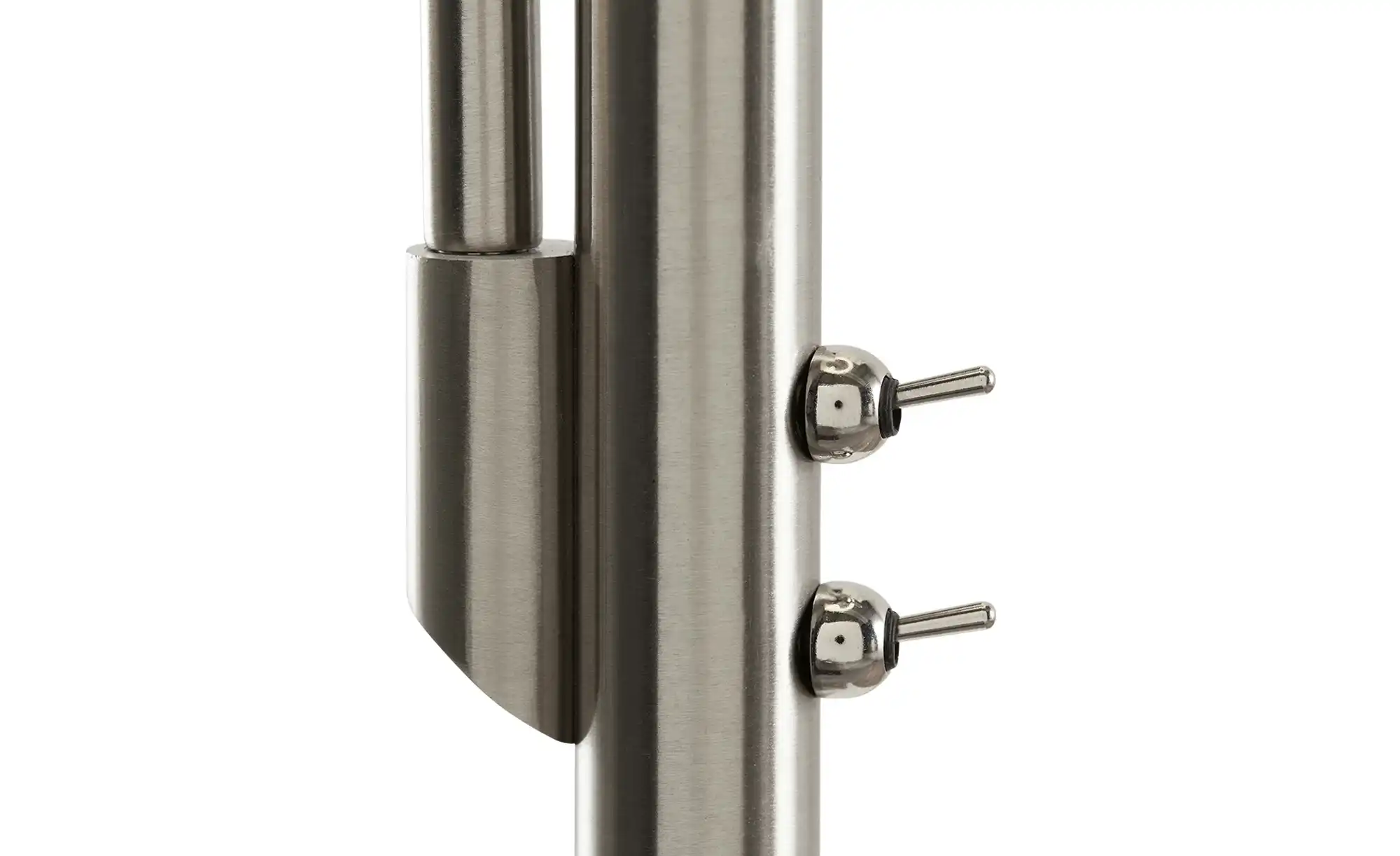 Trio Stehleuchte, 2-flammig, nickel matt, Stoffschirm grau