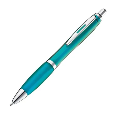 Macma Kugelschreiber transparent mit Metallclip, türkis, 25 Stück
