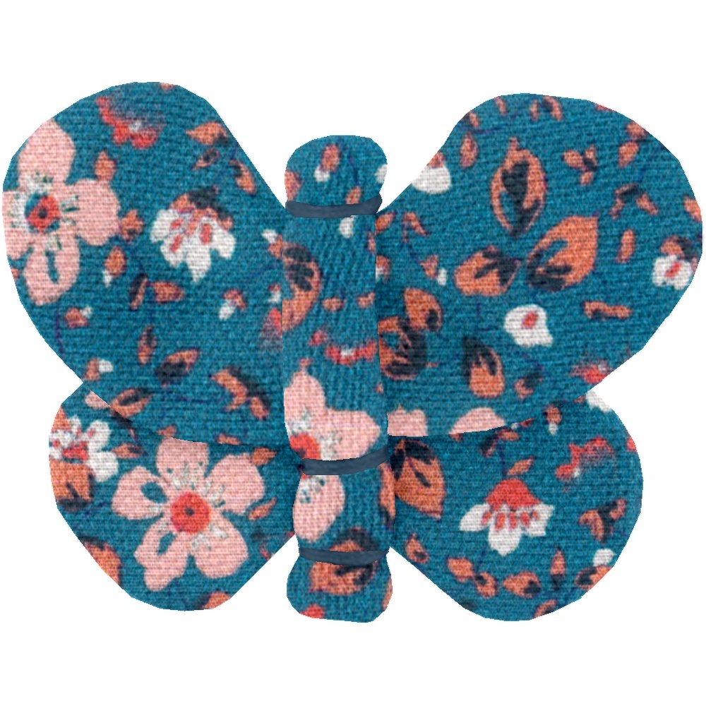 Barrette Petit Papillon Fleuri Nude Ardoise