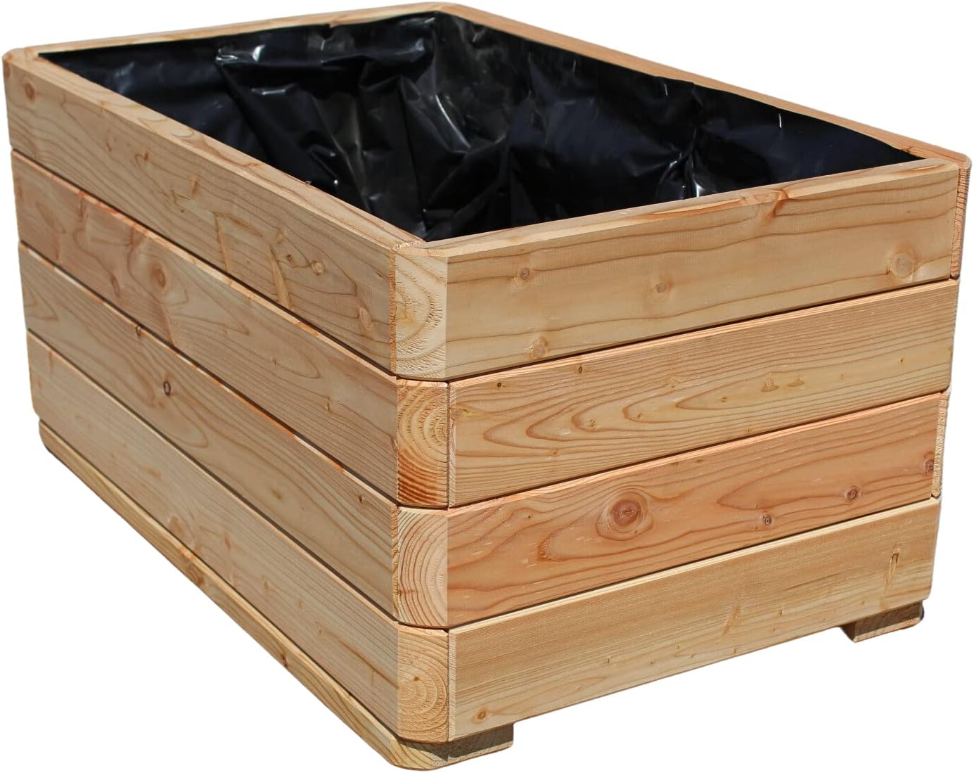 Gartenwelt Riegelsberger Massiver Pflanzkasten Mammut 80x50x39 cm aus Lärchenholz Natur Blumenkasten Blumentopf Pflanzkübel Kräutertopf Balkonkasten fertig montiert