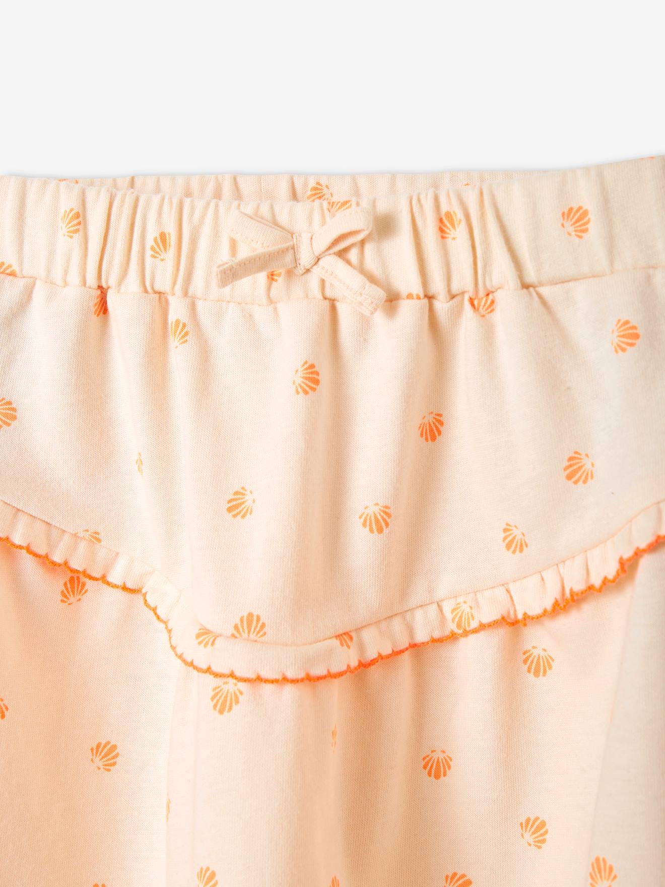 Saia rosa claro estampada com conchas para meninas