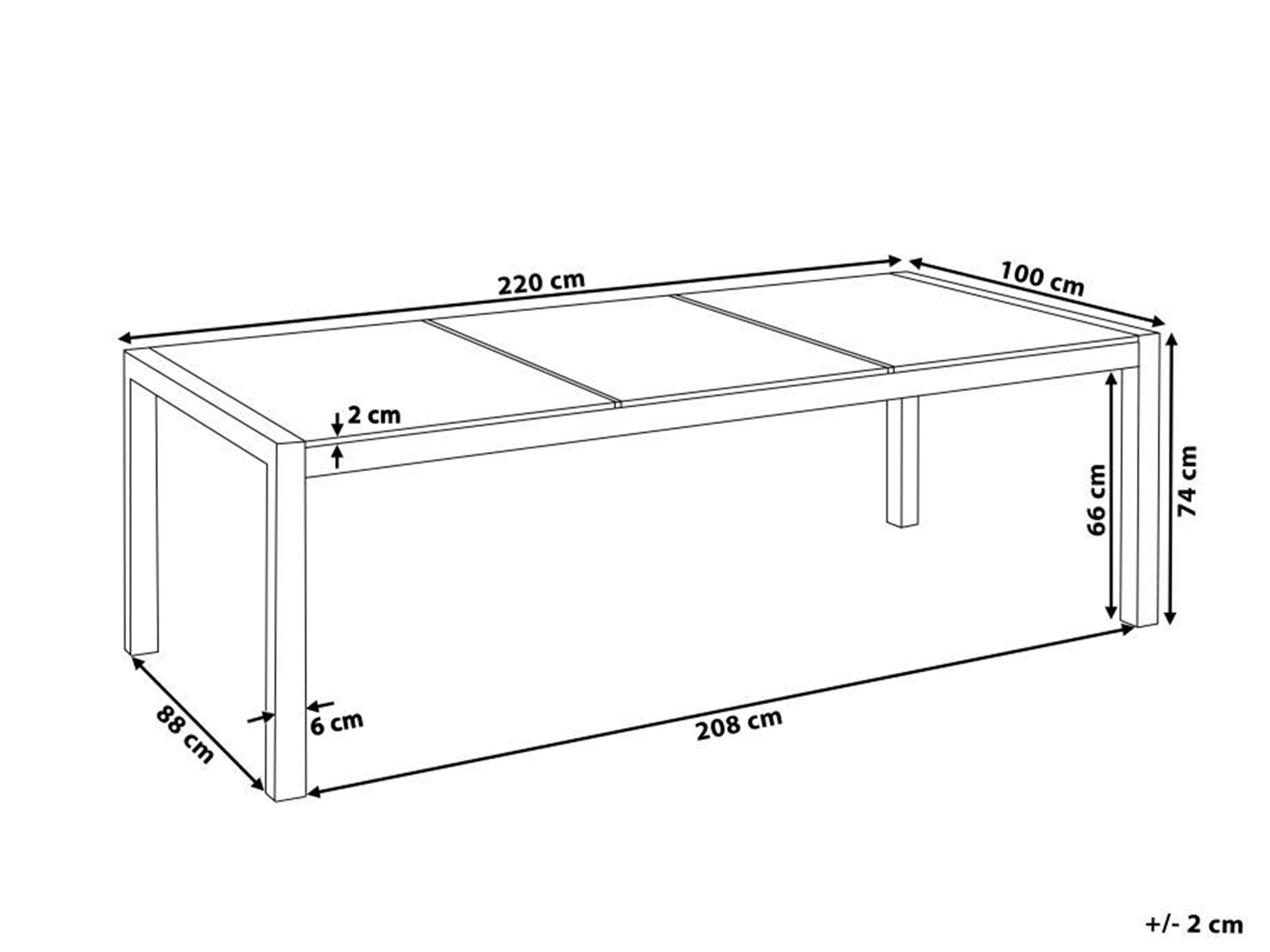 Tuin eettafel GROSSETO 220 cm 100 cm Gepolijst Graniet Zwart