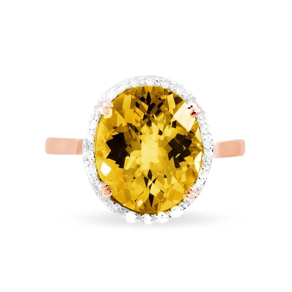 Bague Anna Or Rose Citrine Et Diamant