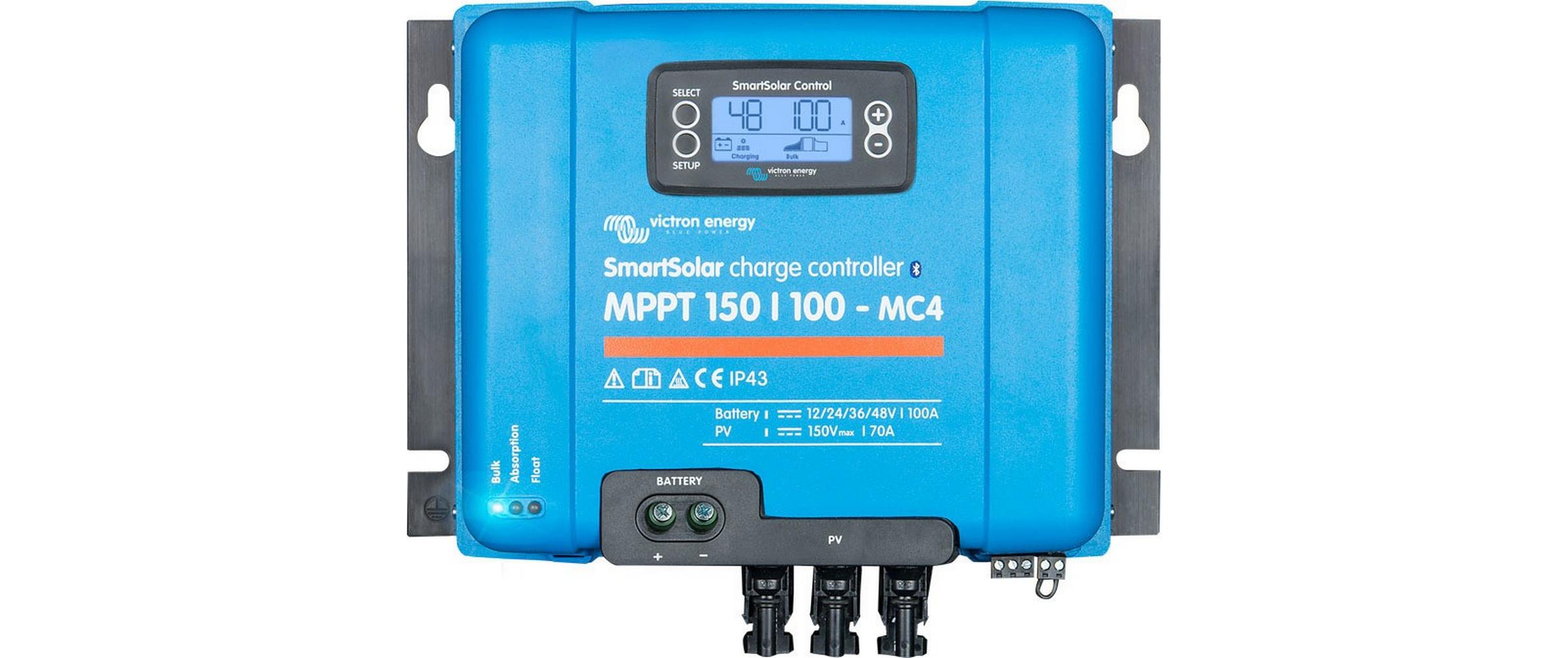 Solarladeregler SmartSolar 150/100, 12-48 V 100A MC4 VE.Can<br>MPPT- Regler mit einem Wirkungsgrad von über 99%