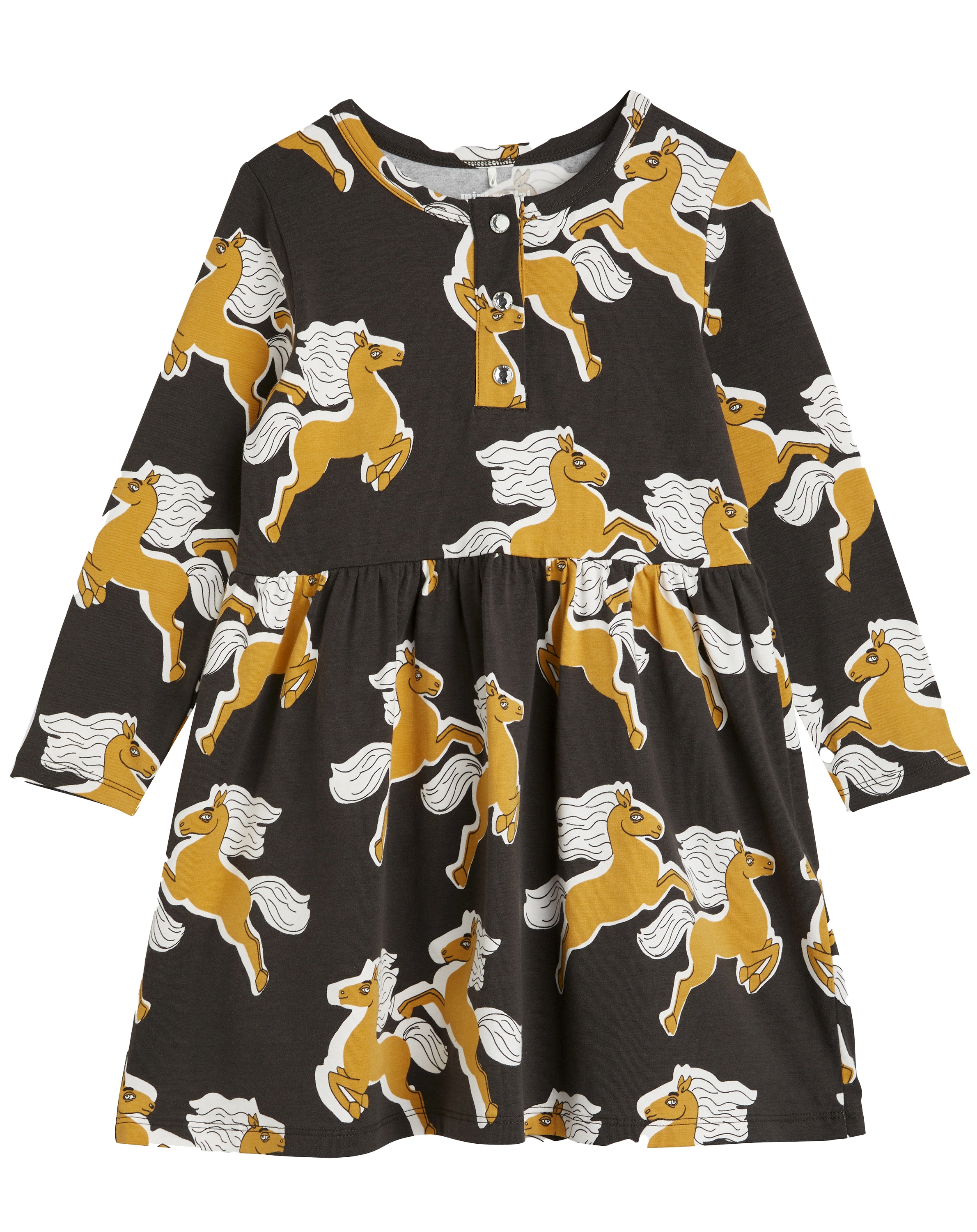 Langarmkleid HORSES AOP in braun