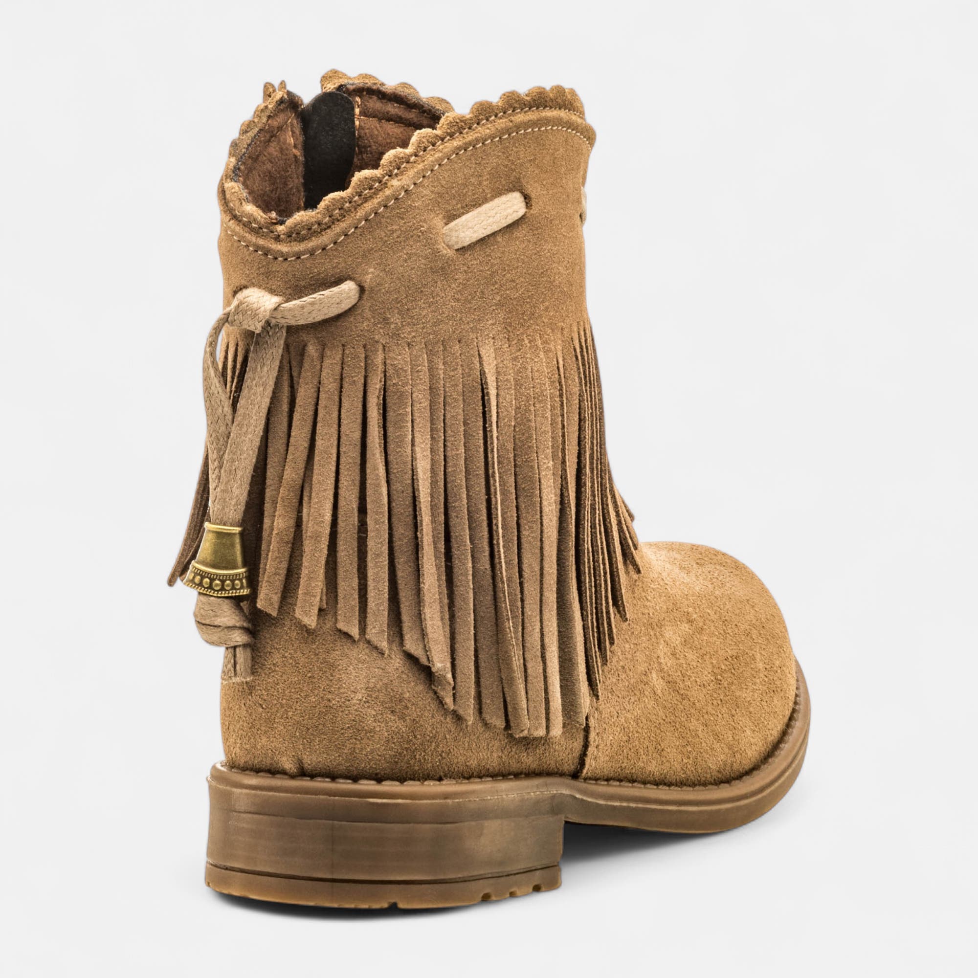 Bottines Fille en cuir beige