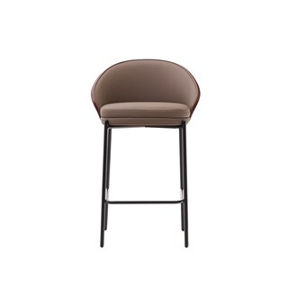 Kave Home Barhocker EAMY Lederlook braun/Metall schwarz