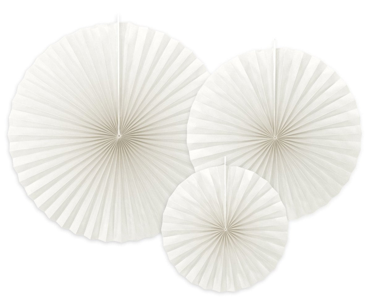 Papieren Waaiers Gebroken Wit Set 23-40cm 3 delig