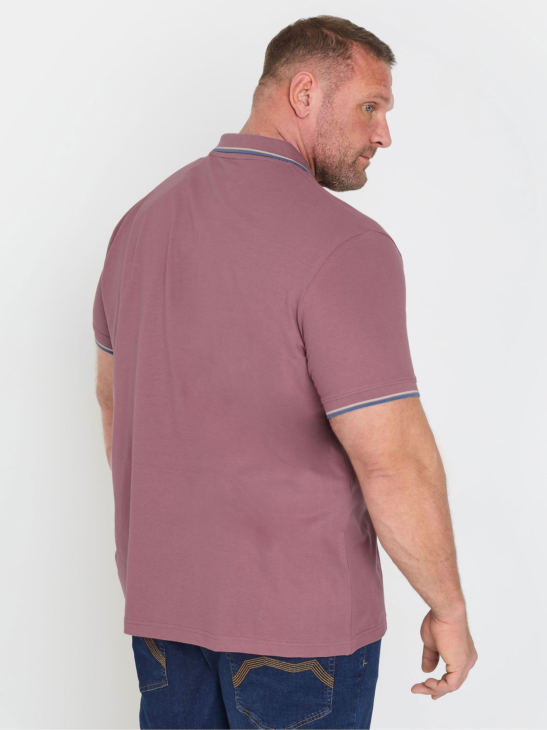Blauw - BadRhino Big & Tall Tipped Pique 100% Cotton Polo Shirts 3 Pack