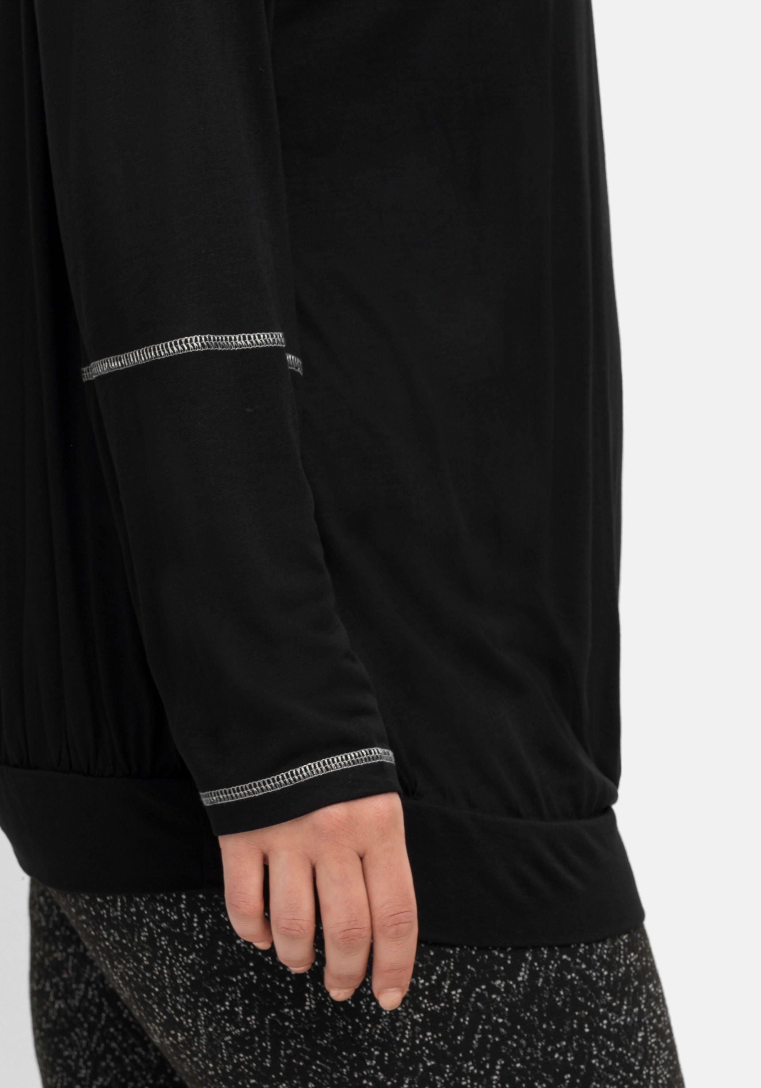 Langarmshirt mit Kontrast-Ziernähten