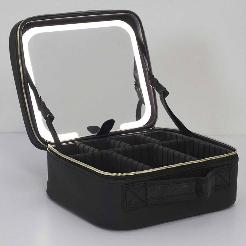 Trousse a maquillage avec miroir LED - Noir