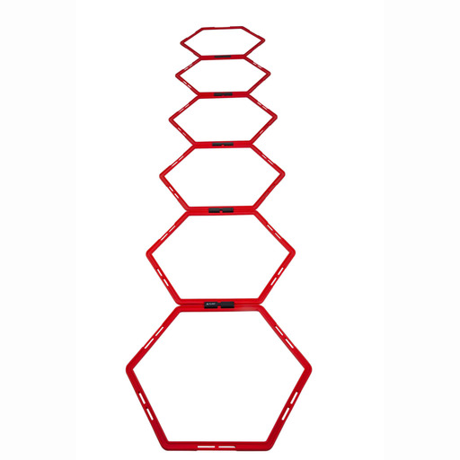 Grade de Agilidade Hexagonal Pure2improve, 6 peças, vermelha