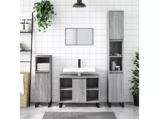 Armoire salle de bain sonoma gris 80x33x60 cm bois d'ingénierie