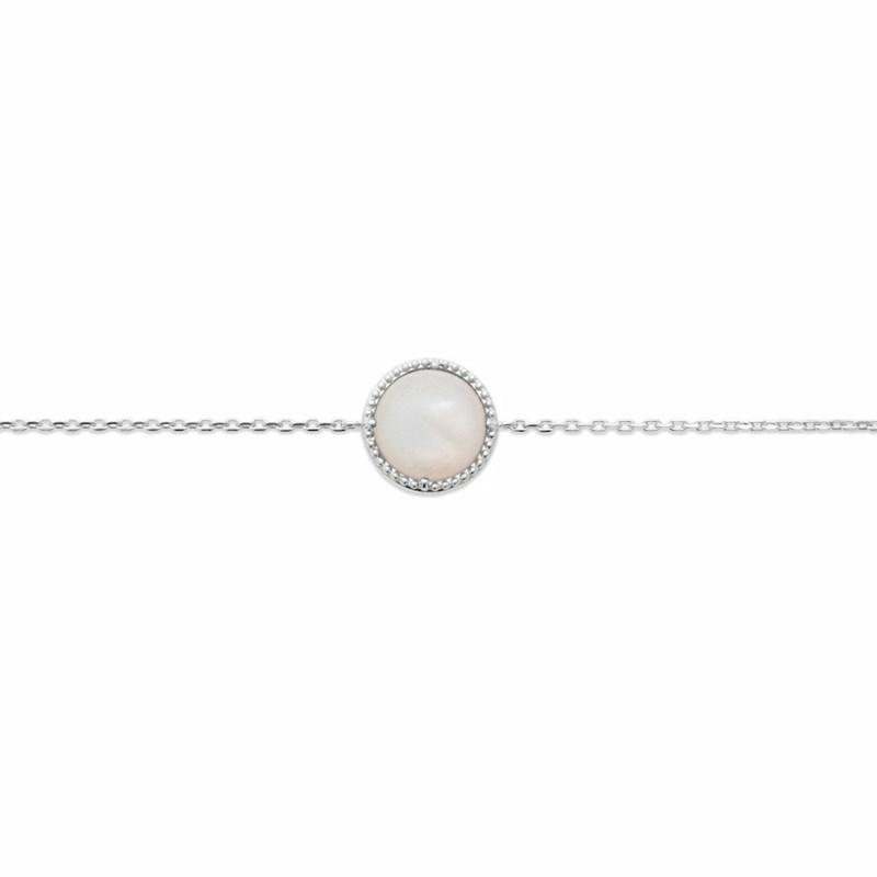 Bracelin Fin Nacre Argent Pierre Precieuse Blanche