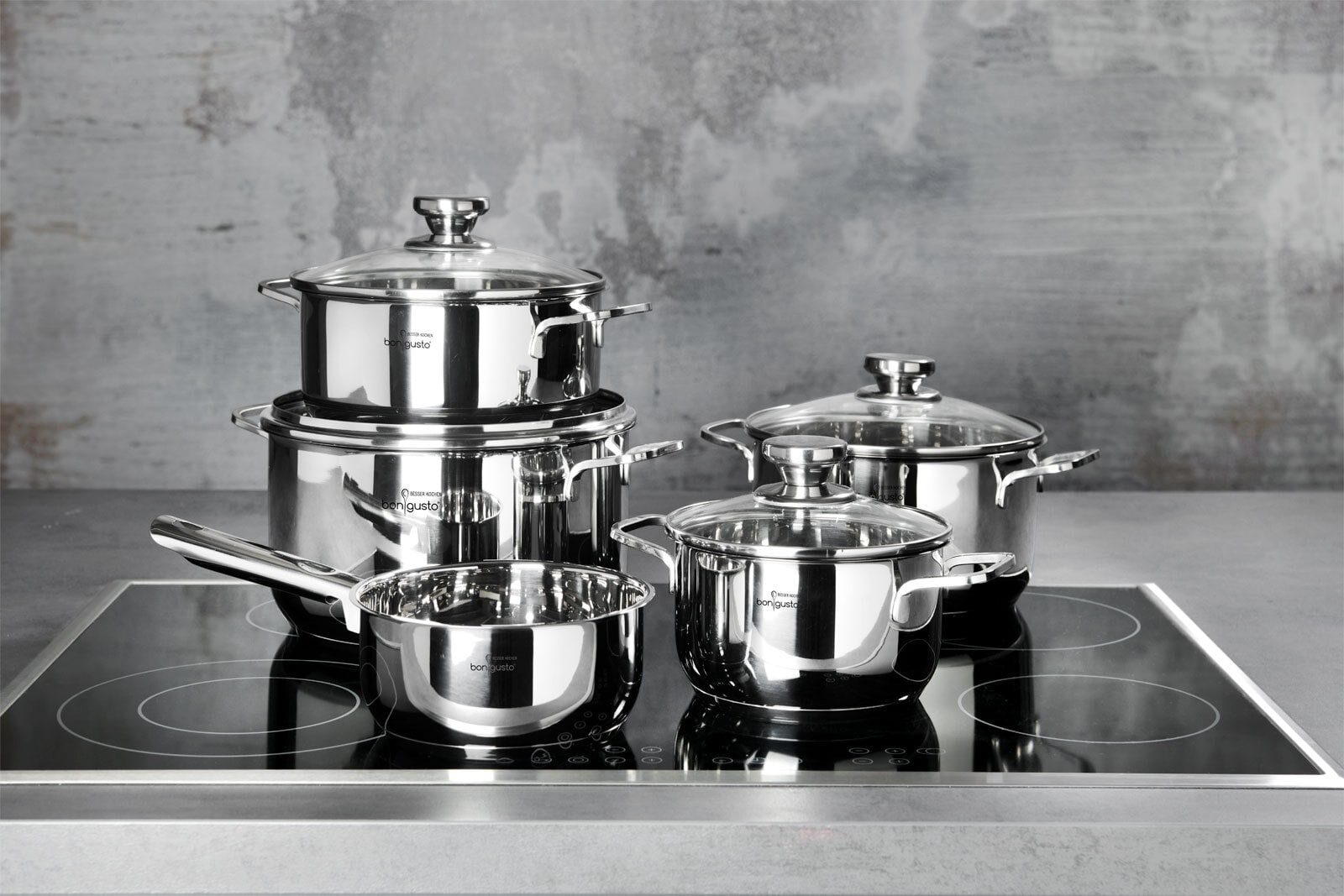 bongusto Topf-Set 5-teilig Edelstahl mit Deckel