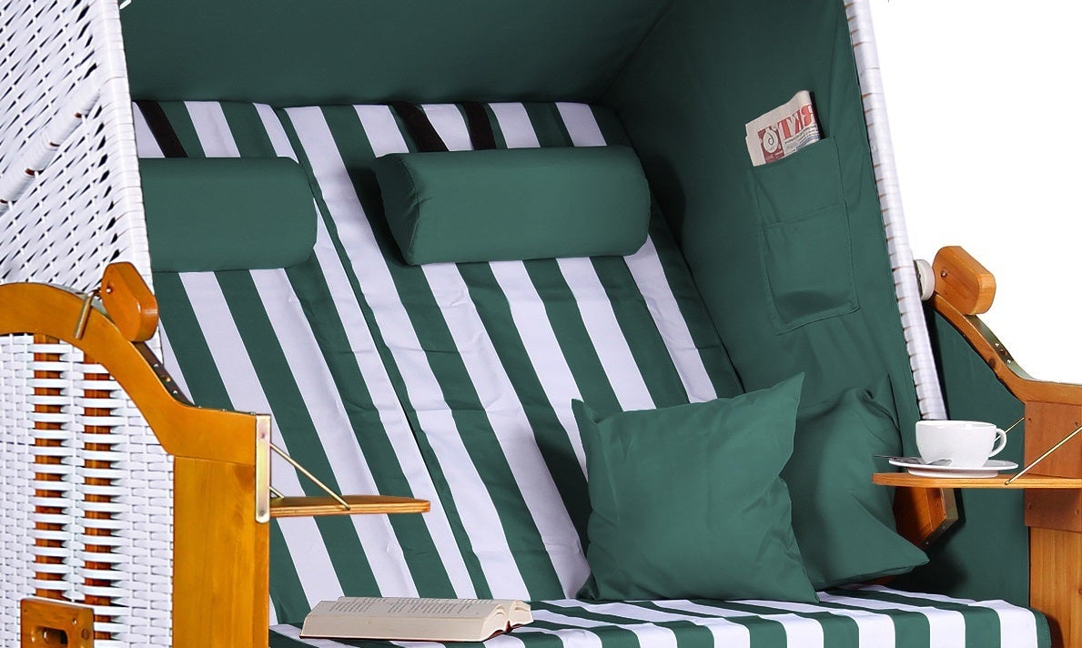 Baltic PE strandstoel, wit, groen en wit design