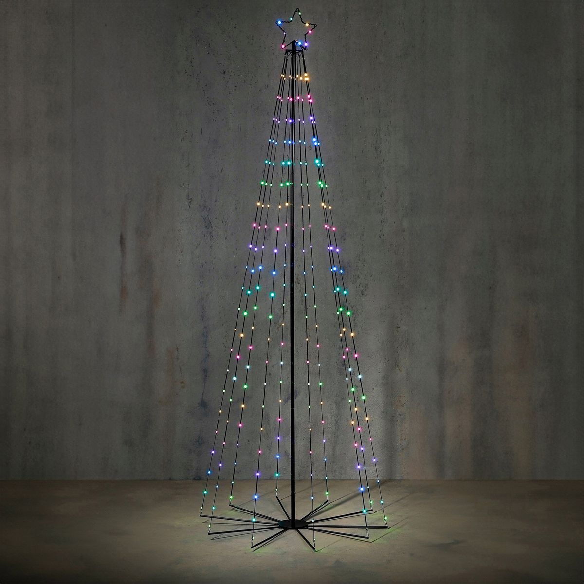 Kerst vloerlamp zwart 240cm incl. LED RGB IP44 met afstandsbediening - Nagi