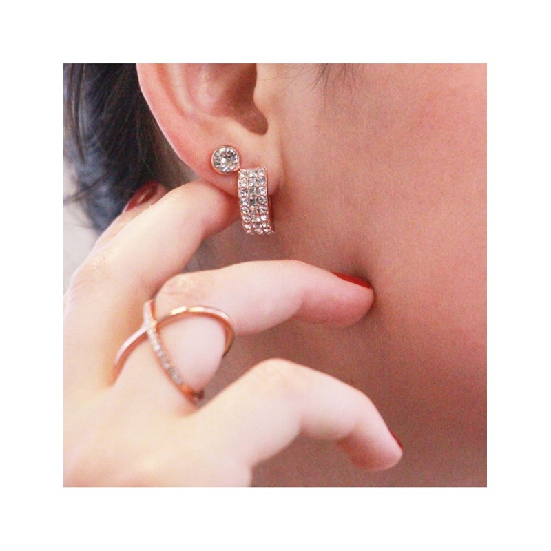 Boucles d'oreilles Olena - Or Rosé et Cristal