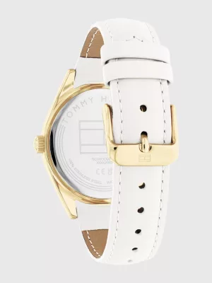Relógio de pulso com pulseira de couro branca