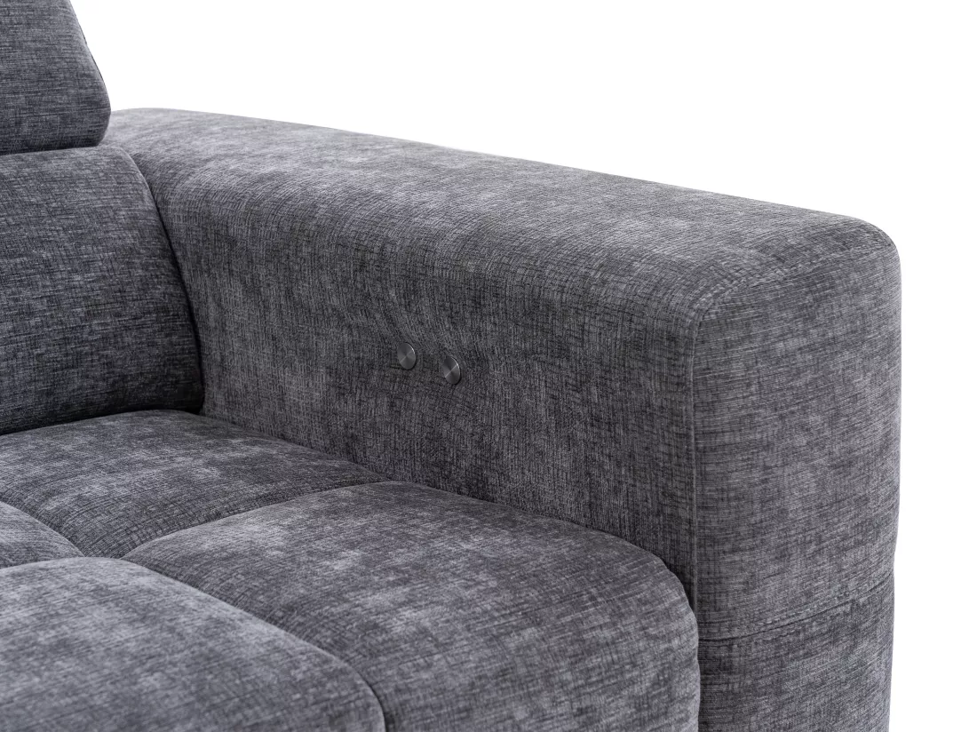 Canapé d'angle gauche relax avec assise coulissante électrique en tissu anthracite MONISO