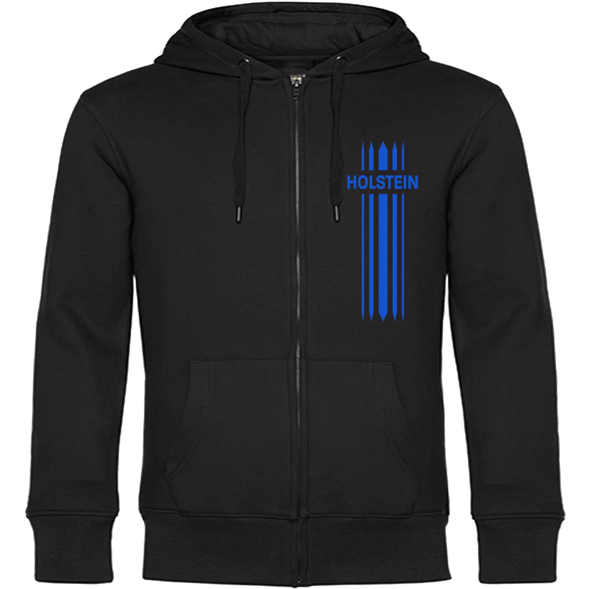 multifanshop® Kapuzen Sweatshirt Jacke - Holstein - Streifen - Druck blau
