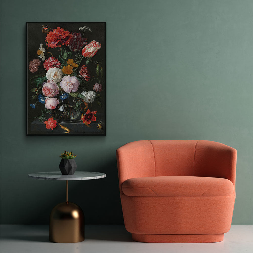 Walljar poster ingelijst - De Heem - Stilleven Met Bloemen Poster ingelijst - 50 x 70 cm