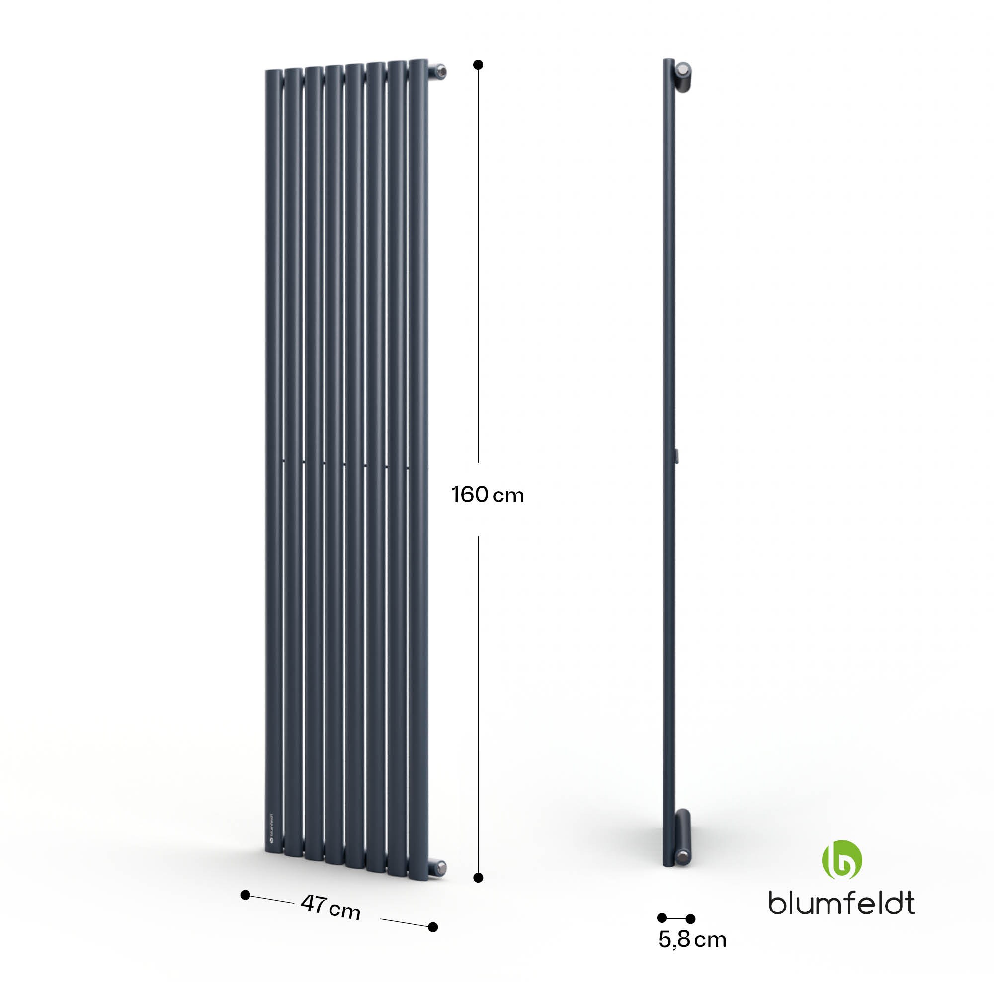 Tallheo 47 x 160 Heizkörper Röhrenheizkörper 728 W Warmwasser 1/2 Anthrazit 160 x 47 cm Einzelreihig