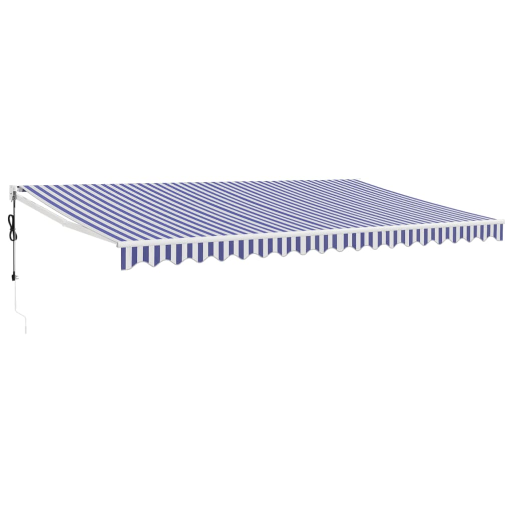 Auvent rétractable automatique bleu et blanc 5x3 m