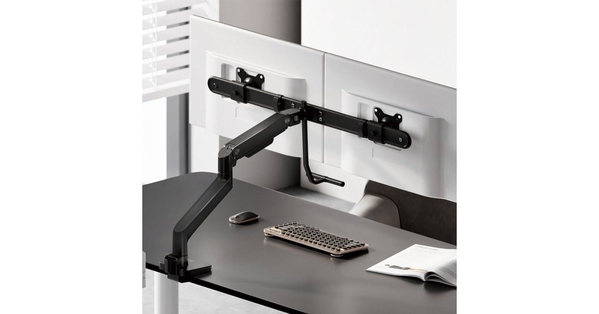 ACT ConnectivityMonitorarm office premium, gasveer, crossbar, 2 monitoren  (Zwart)