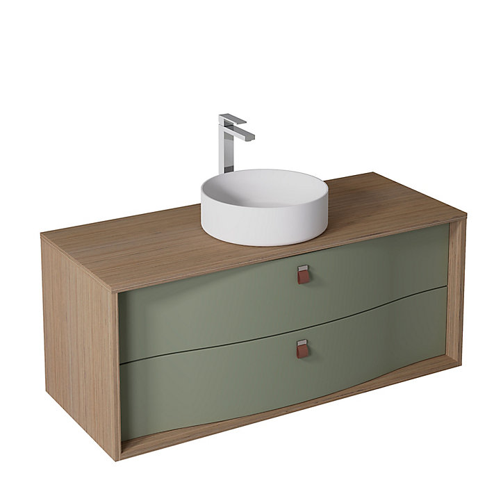 Meuble sous vasque à suspendre Havana fougère mat 2 tiroirs 120 cm