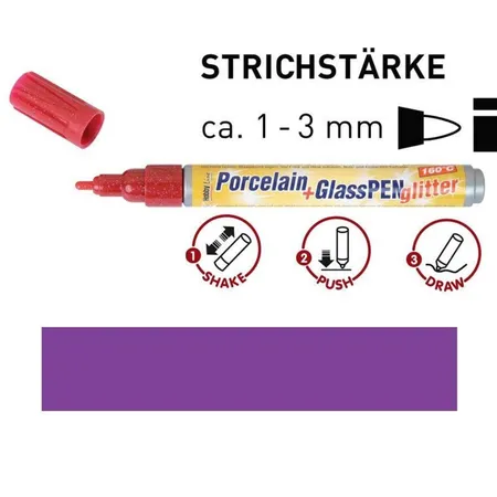 KREUL Porcelain+GlassPen glitter 160°C 1-3 mm Violett