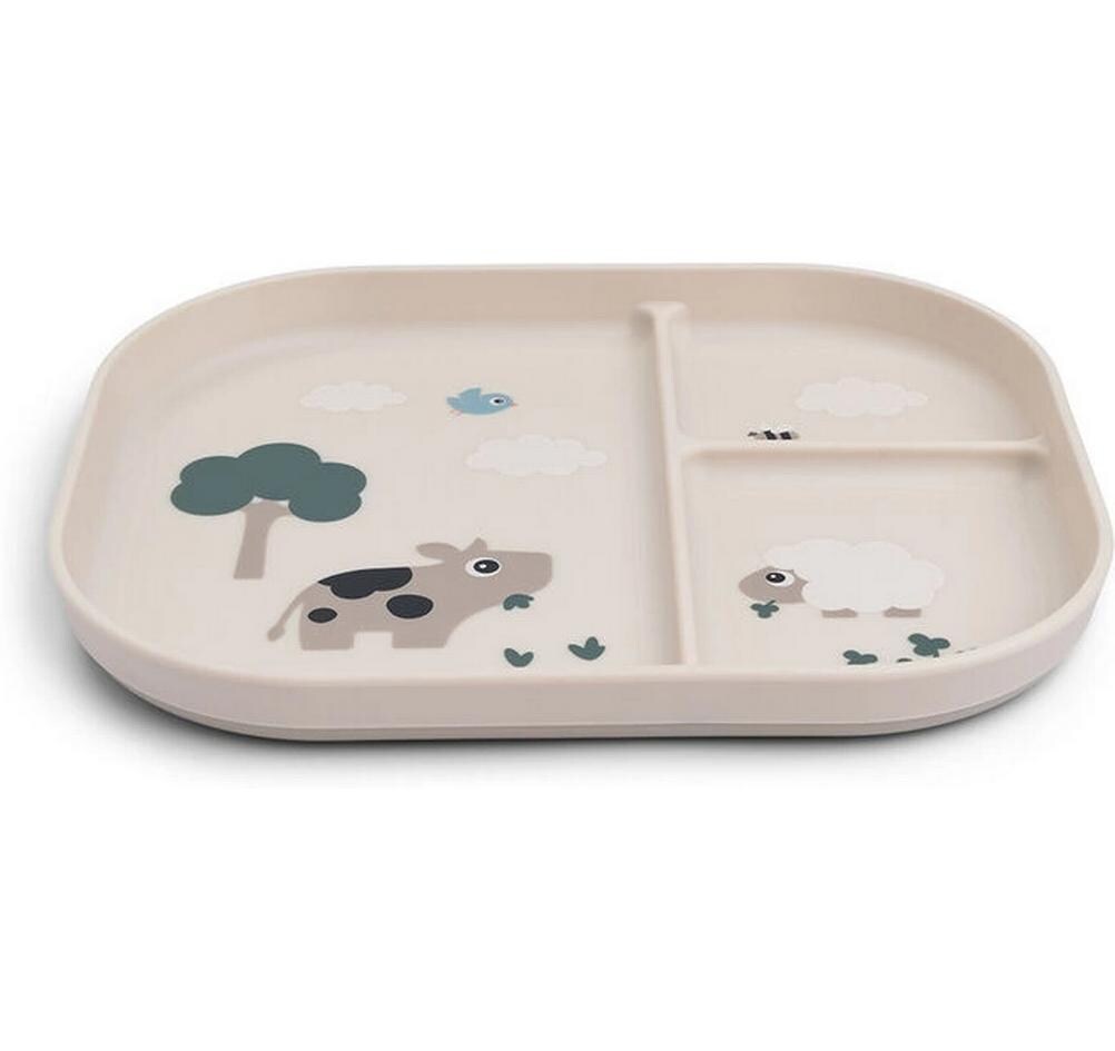 Kinderteller Foodie Tiny Farm SandRutschfester Teller für Kinder
