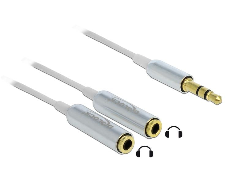 Delock Audio-Kabel Klinke 3.5 mm, male – female, 0.25 m Wei Delock Kabel Audio Splitter Klinkenstecker 3.5 mm 3 Pin > 2 x Klinkenbuchse 3.5 mm 3 Pin 25 cm